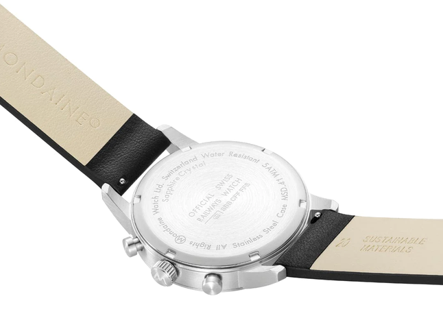 Mondaine Neo 41mm Black Vegan Grape Leather Watch