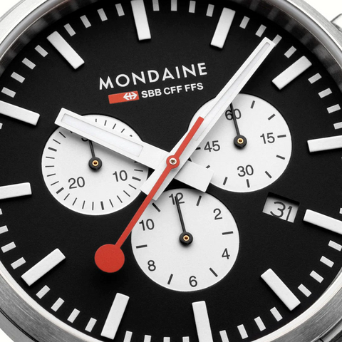 Mondaine Watch Neo 41mm Black Vegan Grape Leather