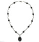 Sterling Silver Whitby Jet Marcasite Thirteen Stone Twist Link Necklace
