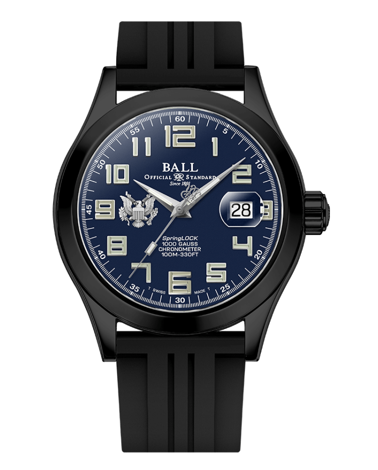 Ball Engineer III Army 43mm Blue Dial Rubber Strap Watch, view 1