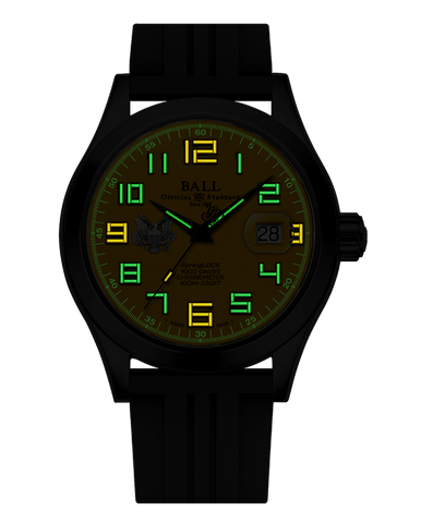 Ball Engineer III Army 43mm Yellow Dial Rubber Strap Watch