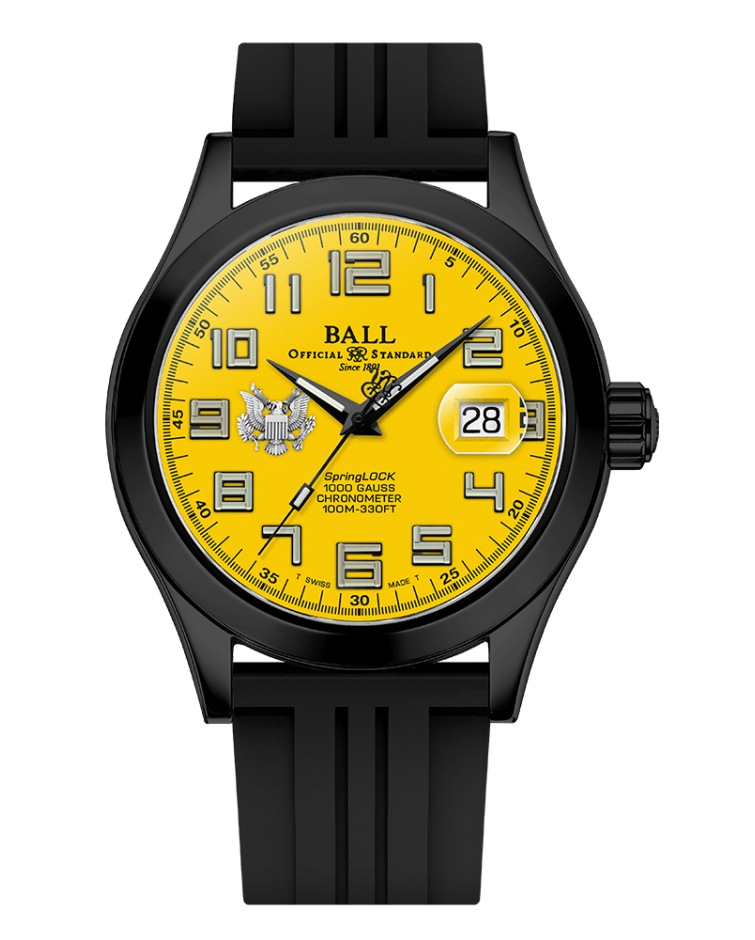 Ball Engineer III Army 43mm Yellow Dial Rubber Strap Watch, view 1