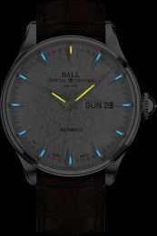 Ball Watch Company Trainmaster Eternity Watch with silver dial, crocodile strap, steel case