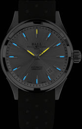 Ball Watch Company Fireman Victory Watch with silver dial, rubber strap, steel case