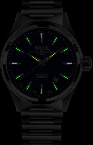 Ball Watch Company Fireman Victory Watch with blue dial, steel bracelet, steel case
