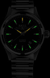 Ball Watch Company Fireman Victory Watch with black dial, steel bracelet, steel case
