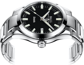 Ball Watch Company Engineer M Marvelight Watch with black dial, steel bracelet, steel case