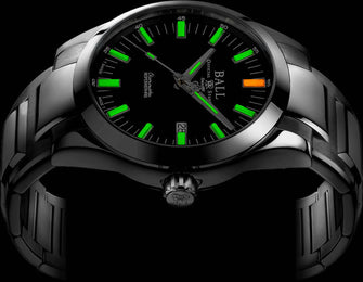 Ball Watch Company Engineer M Marvelight Watch with black dial, steel bracelet, steel case