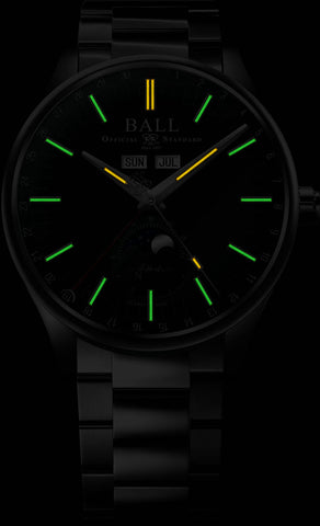 Ball Watch Company Engineer II Moon Calendar Limited Edition Watch with green dial, steel bracelet, steel case