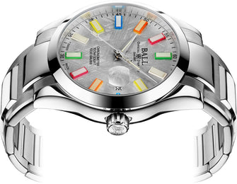 Ball Watch Company Engineer III Marvelight Chronometer Rainbow Watch with silver dial, steel bracelet, steel case