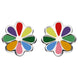 NSPCC Silver Enamel Multicolour Eight Petal Flower Stud Earrings E2267