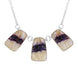 Sterling Silver Blue John Three Stone Abstract Oval Unique Chain Necklace