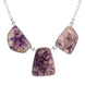 Sterling Silver Blue John Three Stone Abstract Oval Unique Necklace