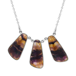 Sterling Silver Blue John Abstract Oval Unique Necklace