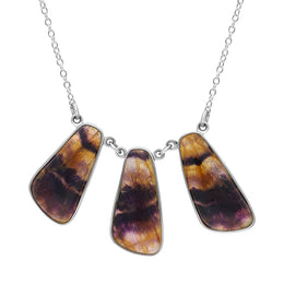 Sterling Silver Blue John Abstract Oval Unique Necklace