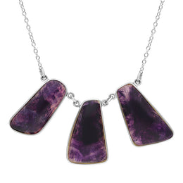 Sterling Silver Blue John Abstract Oblong Unique Necklace