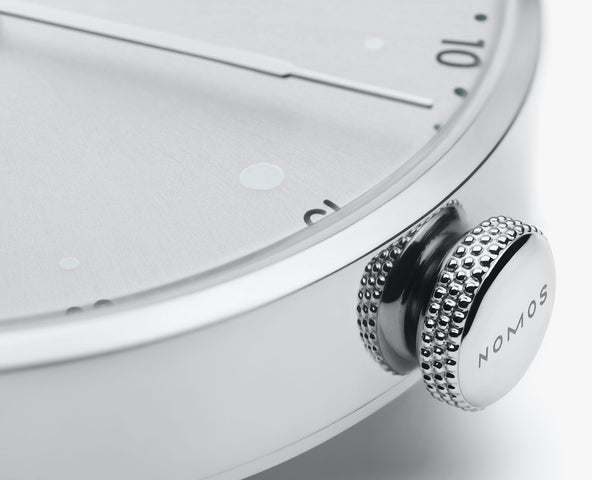 Nomos Glashutte Metro 33 Metro Silver Steel Back Watch