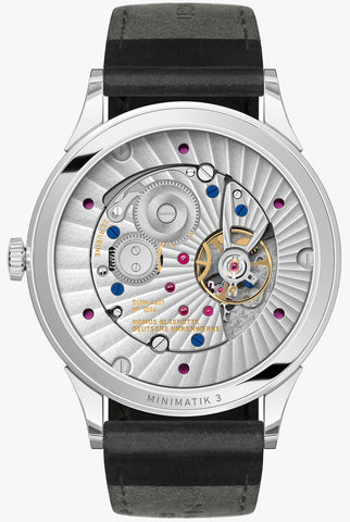 Nomos Glashutte Minimatik 39 Date Blue Sapphire Crystal Watch