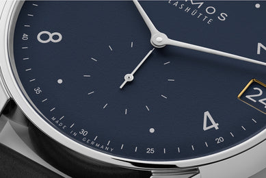 Nomos Glashutte Minimatik 39 Date Blue Sapphire Crystal Watch