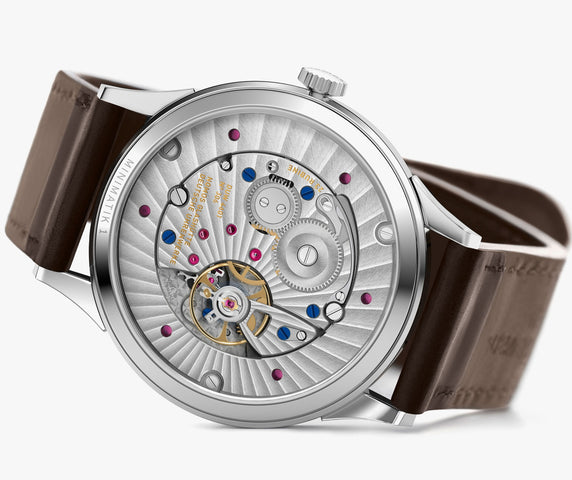 Nomos Glashutte Minimatik 39 Date Gold Sapphire Crystal Watch