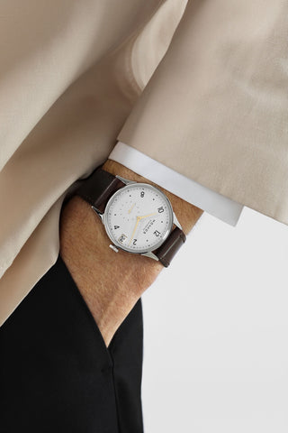 Nomos Glashutte Minimatik 39 Date Gold Sapphire Crystal Watch