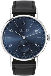 Nomos Glashutte Watch Tangente 2Date Blue Sapphire Crystal 136
