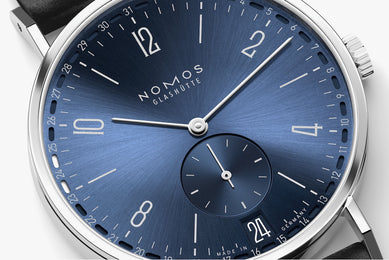 Nomos Glashutte Tangente 2Date Blue Sapphire Crystal
