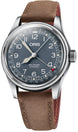 Oris Big Crown Pointer Date Watch with blue dial, leather strap, steel case