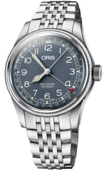 Oris Big Crown Pointer Date Watch with blue dial, leather strap, steel case