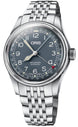 Oris Big Crown Pointer Date Watch with blue dial, leather strap, steel case