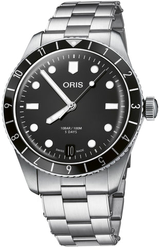 Oris Divers Sixty Five 12H Calibre 400 Bracelet Watch with black dial, steel bracelet, steel case