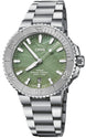 Oris Aquis New York Harbor Limited Edition Watch with green dial, rubber strap, steel case