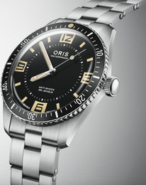 Oris Divers 60th Anniversary Edition Watch with black dial, steel bracelet, steel case