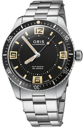 Oris Divers 60th Anniversary Edition Watch with black dial, steel bracelet, steel case