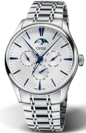 Oris Artelier Complication Watch with silver dial, steel bracelet, steel case