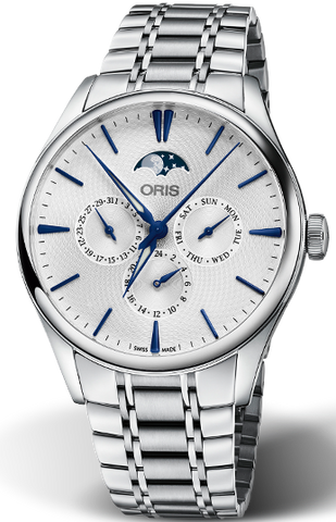 Oris Artelier Complication Watch with silver dial, steel bracelet, steel case