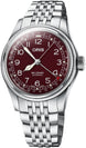 Oris Big Crown Pointer Date Watch with red dial, steel bracelet, steel case