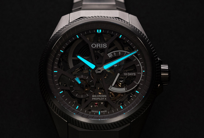 Oris Big Crown ProPilot X Calibre 115 Skeleton Leather Watch with leather strap, titanium case