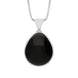 Sterling Silver Whitby Jet Turquoise Hallmark Double Sided Pear-shaped Necklace