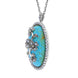 Sterling Silver Pearl and Turquoise Flower Back Large Oval Pendant