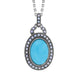 Sterling Silver Pearl and Turquoise Large Framed Oval Pendant