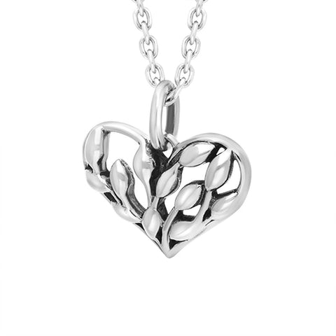 Sterling Silver Plant Heart Pendant with Silver Chain