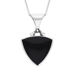 Sterling Silver Whitby Jet and Blue John Triangle Fob Pendant