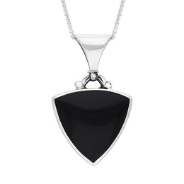 Sterling Silver Whitby Jet and Blue John Triangle Fob Pendant