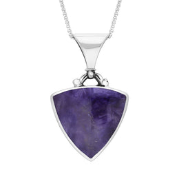 Sterling Silver Whitby Jet and Blue John Triangle Fob Pendant