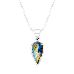Sterling Silver Labradorite Small Upside Down Pear Necklace