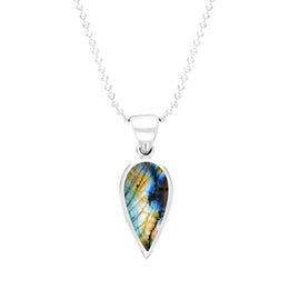 Sterling Silver Labradorite Small Upside Down Pear Necklace