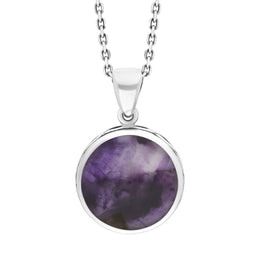 Sterling Silver Whitby Jet and Blue John Round Celtic Pendant