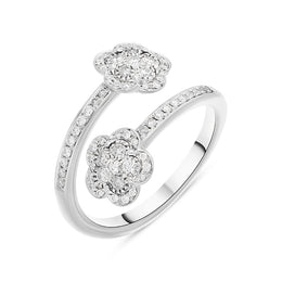 Pasquale Bruni Figlia Dei Fiori 18ct White Gold 0.47ct Diamond Flower Ring D