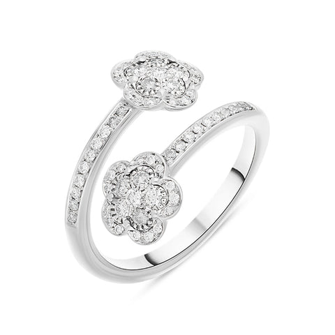 Pasquale Bruni Figlia Dei Fiori 18ct White Gold 0.47ct Diamond Flower Ring D